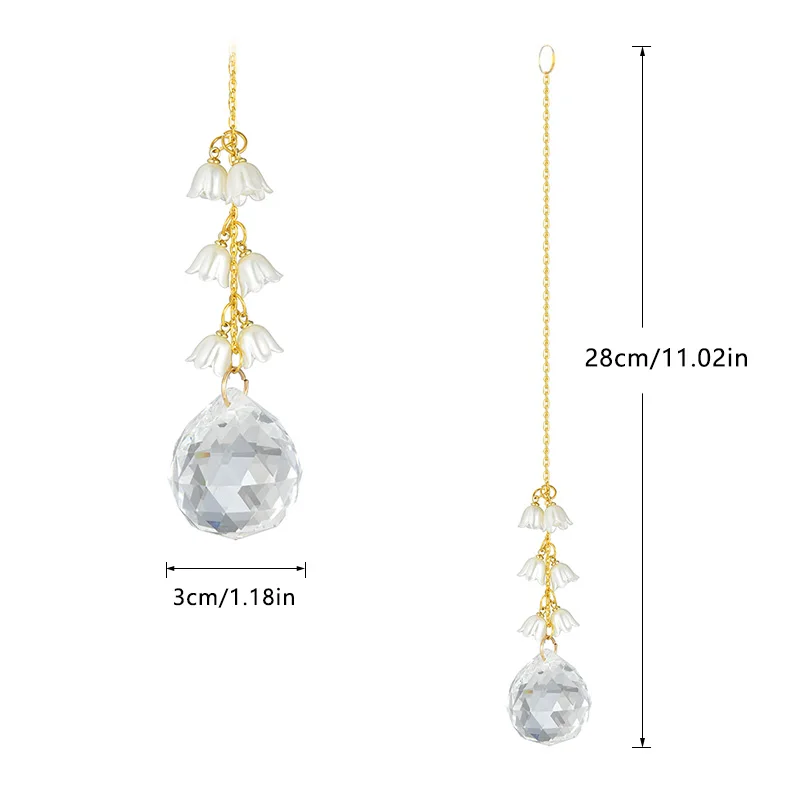 2pcs Lily of the Valley Sun Catcher Crystal Sun Catcher Car Hook Car Pendant Flower Bead Pendant Room Decor Home Decor sun catcher crystal pendant sun catchers