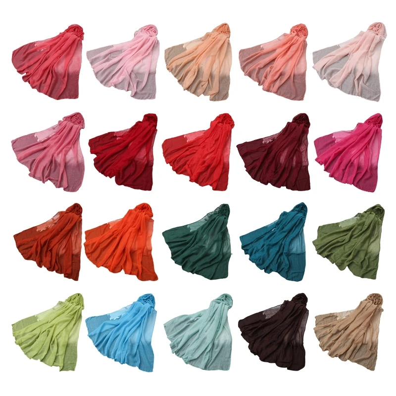 180x80cm Plain Solid Color Cotton Linen Shawl Women Hijabs Scarf Muslim Wide Scarve Wrap for Female Ladies