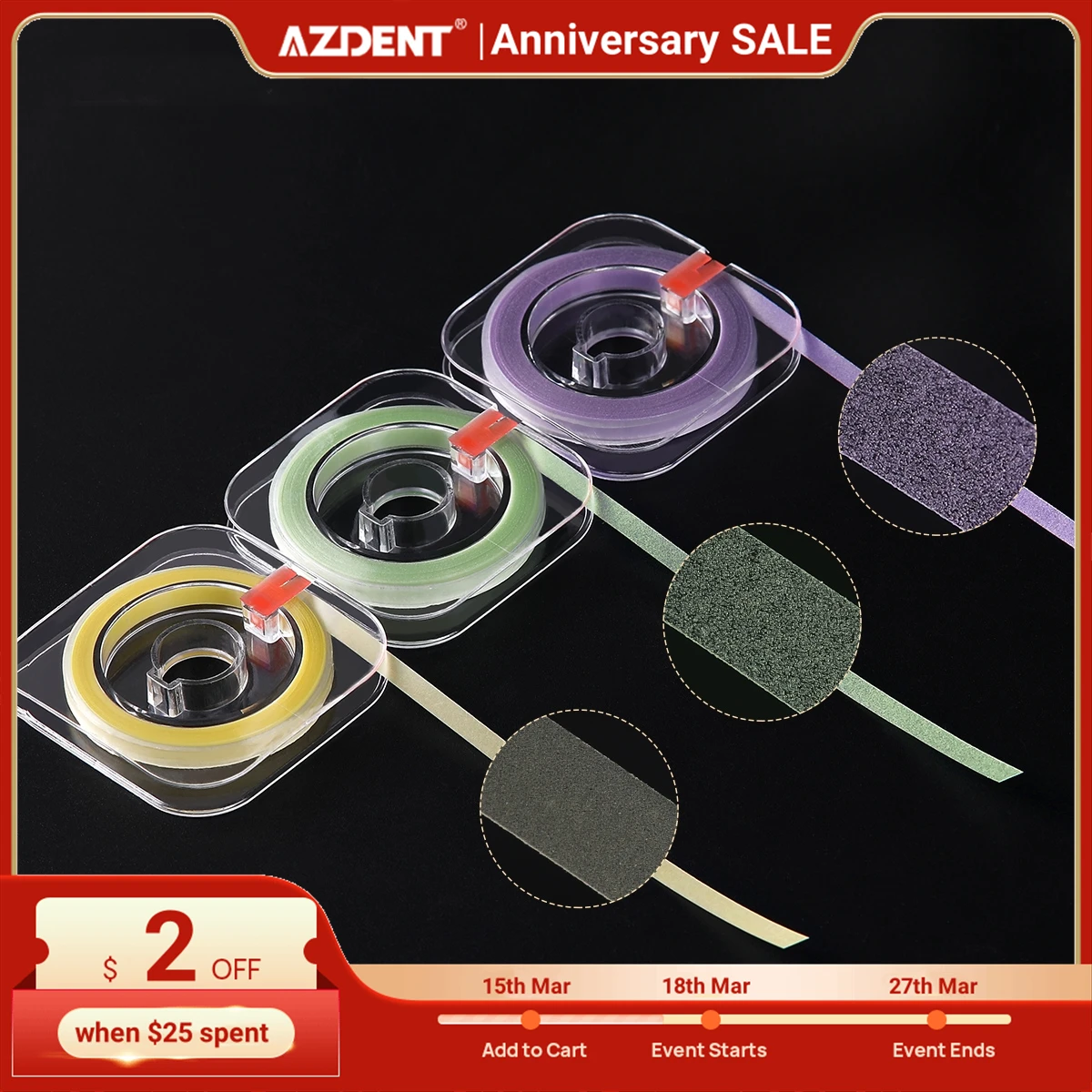 AZDENT6mDentalResinPolishingStrip4mmAbrasiveStripsShapingPrePolishingSizeCoarse