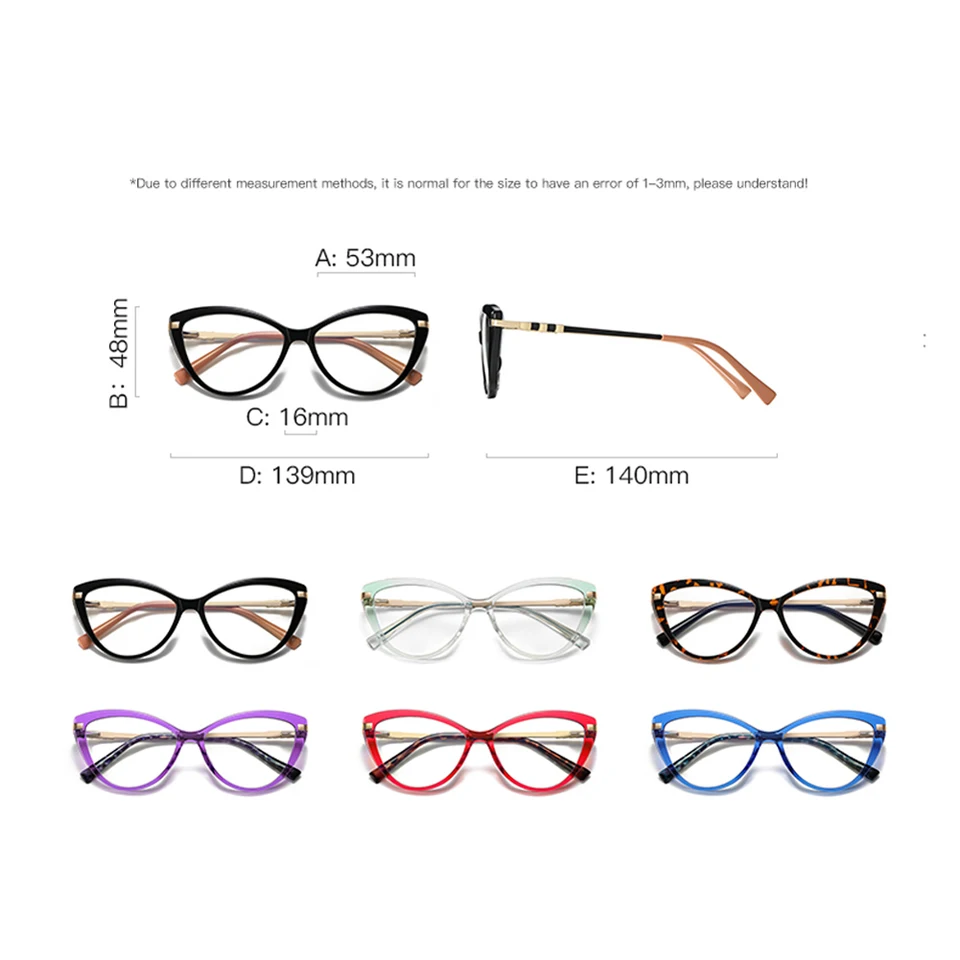 Xuwick Anti Blue Light Tr90 Occhiali Donna Cat Eye Lente Trasparente Mezza Montatura Per Occhiali In Metallo Moda Ottica Cerniera A Molla Nera Regalo - Foto 7