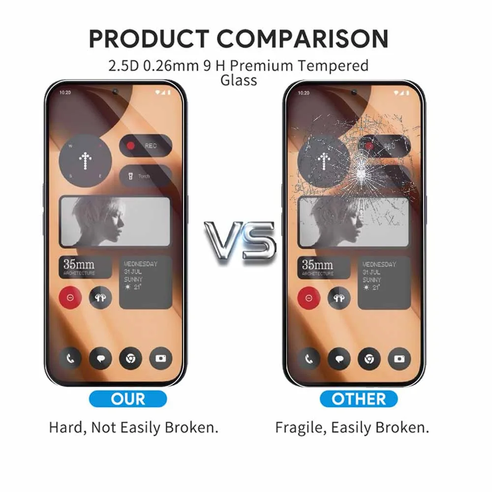 3PCS Protective Glass Case with Tempered Film and Screen Protector Cover