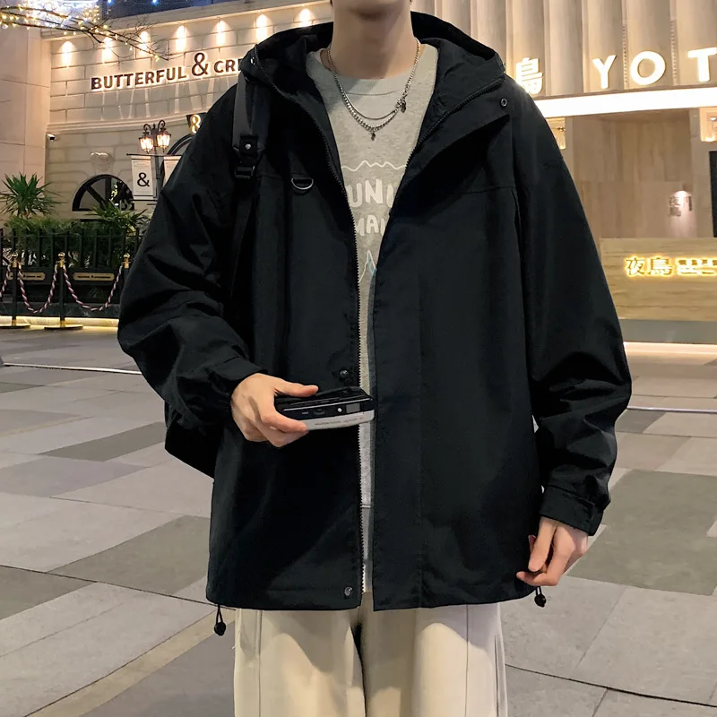 high quality hooded jacket men big size windproof zipper new spring autumn 2024 causal outerwear clothing - white green black