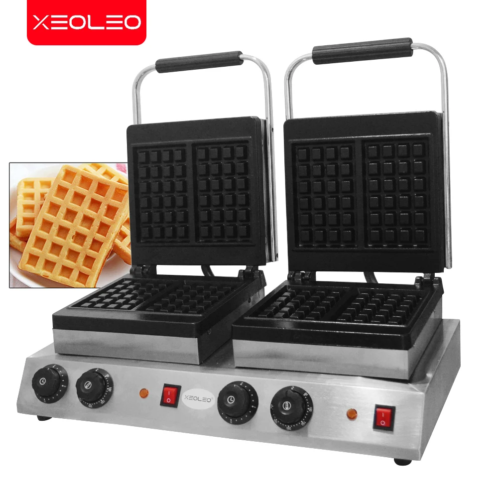 Xeoleo Double Plates Electric Waffle Maker 3200w Stainless Steel Commercial Waffle Machine Non