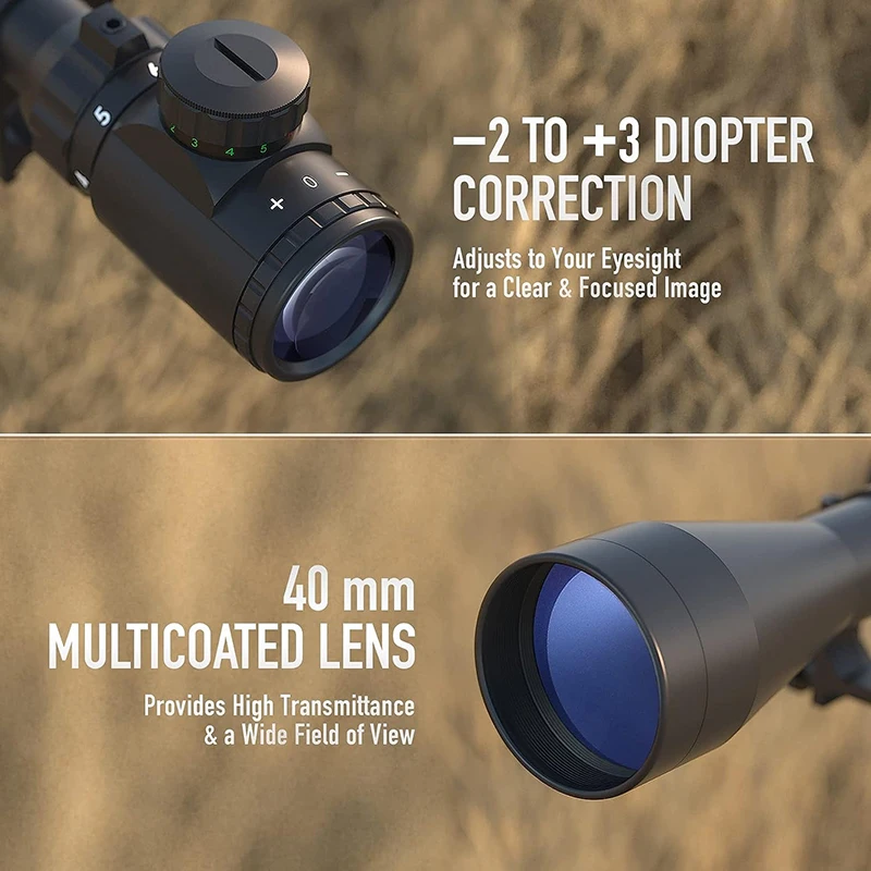 3-9X40 Optical Rifle Scope Adjustable Optic Red Green Range Finder Illuminated Riflescope Green Red Illuminated Hunting Sight