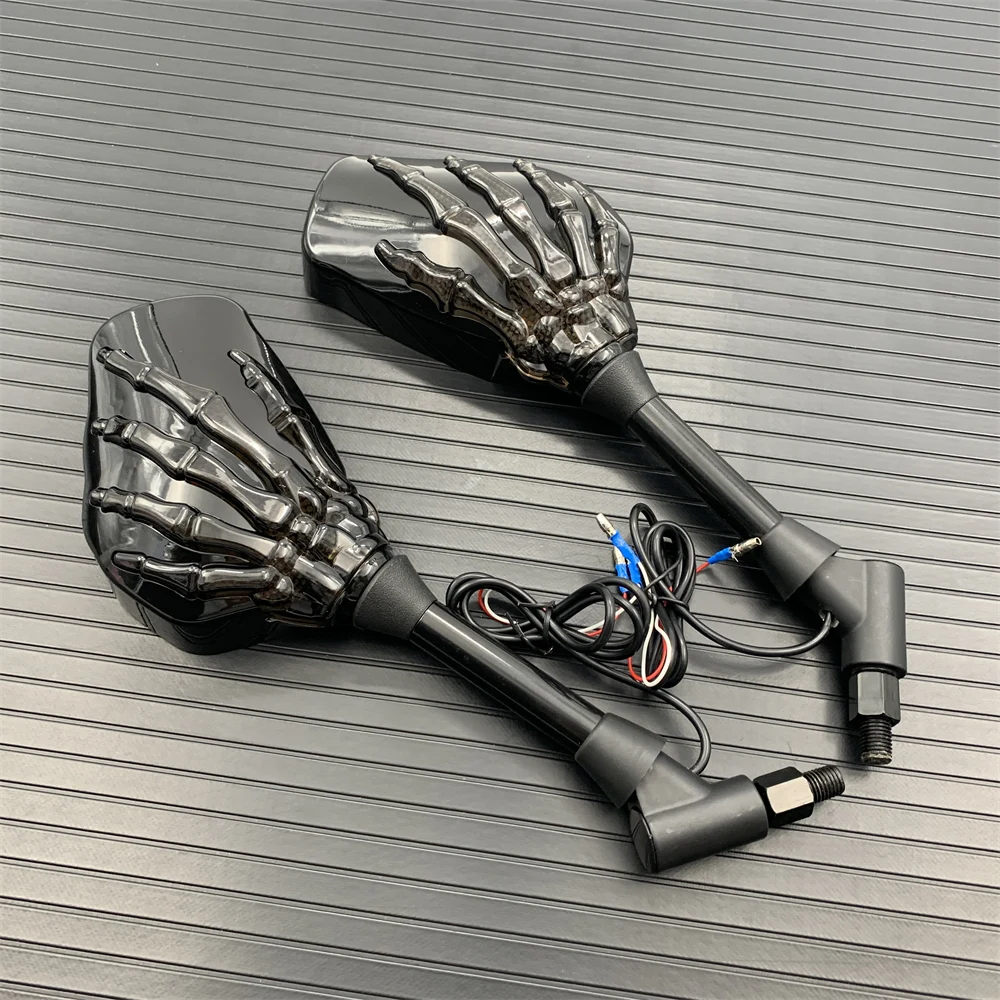 1 Pair 10mm Motorcycle Handlebar Skull Hand Pattern Ghost