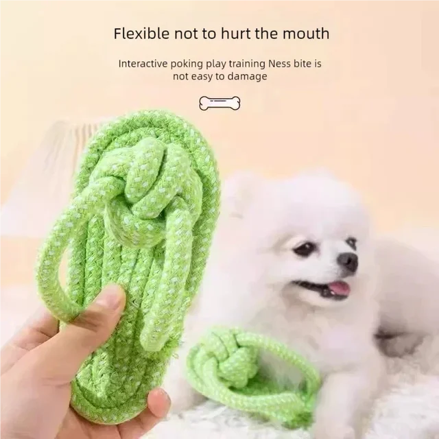Pet Cotton Rope Slipper Knot Toy For Small Dogs Interactive Chew Toy Dental Clean Teeth Grind Tartar Control Non Toxic Dog Toys 3