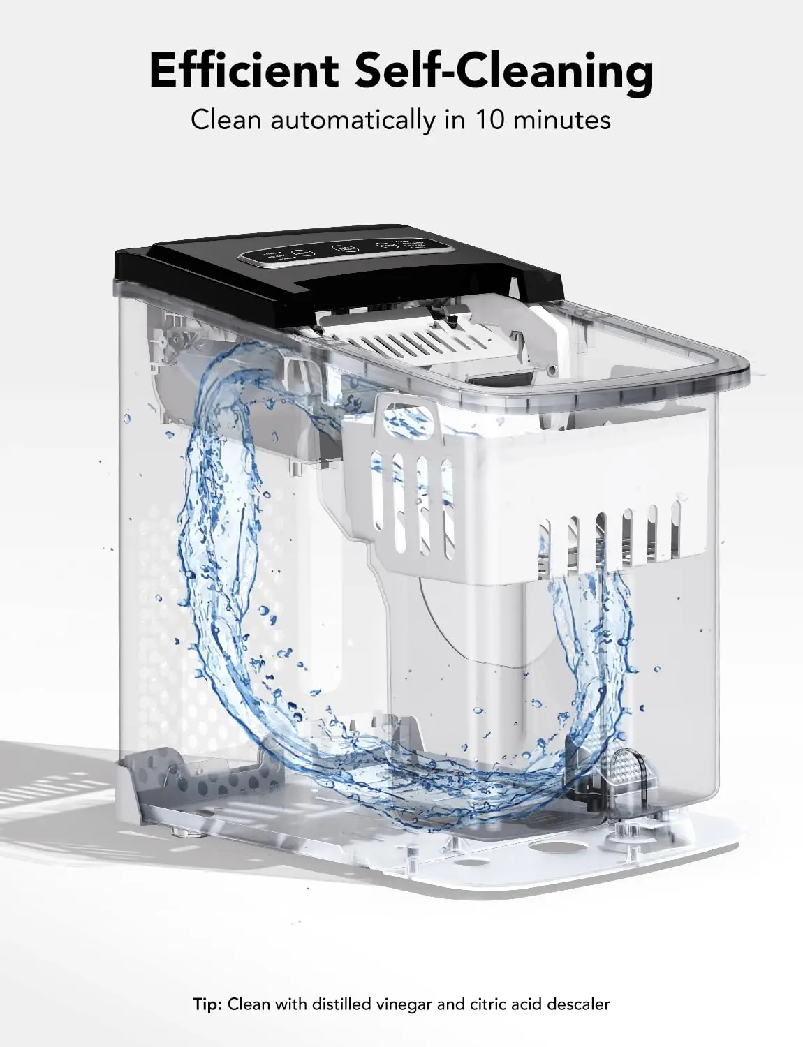 Machine Countertop with Self Cleaning, Voice Remote, 26lbs in 24Hrs, 9 Ice Cubes in 6 Minutes 3 Sizes, Portable Ice Makers with 4