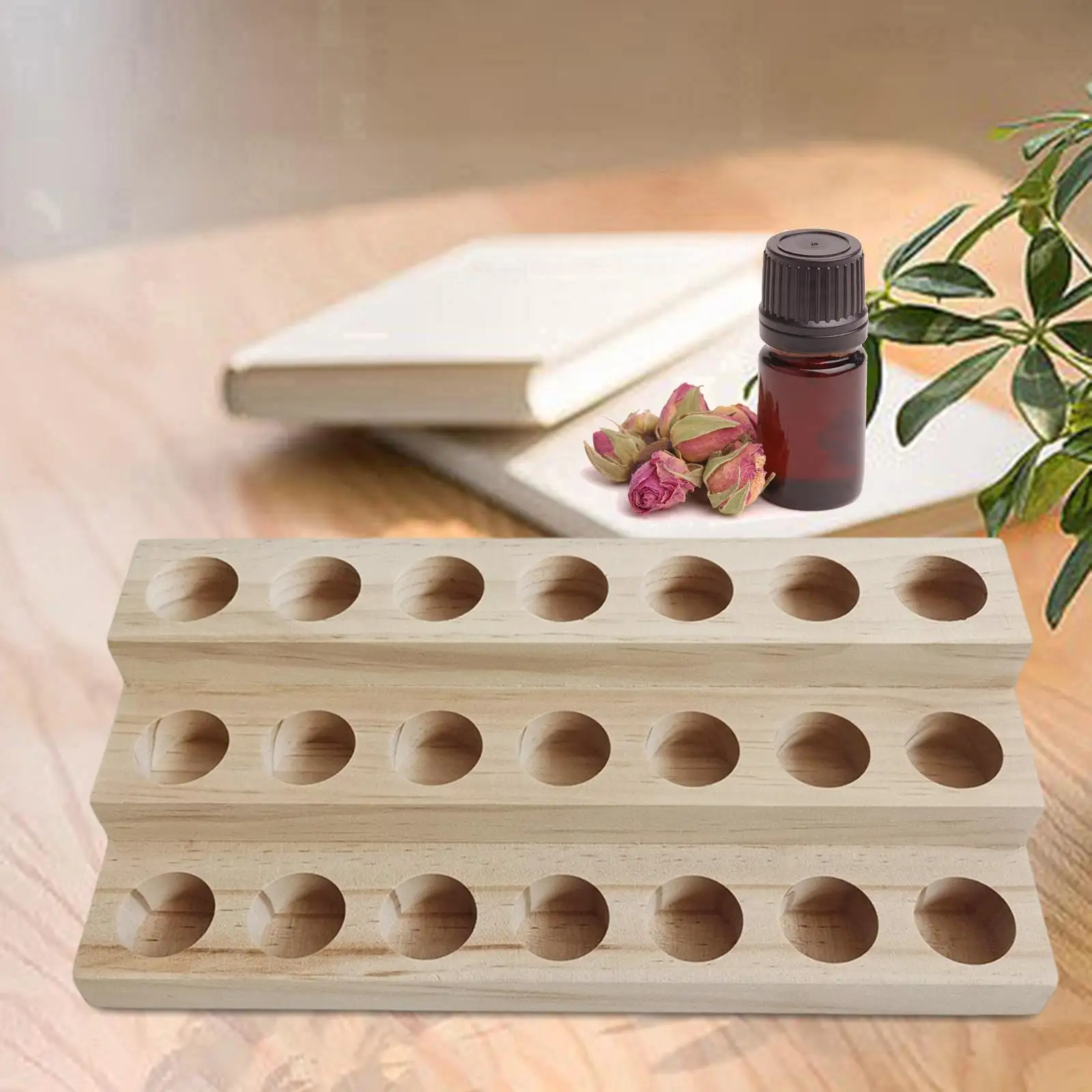 

Wooden Essential Oil Storage Rack 3 Tier Container Tray Case Display Holder for 10ml Bottles Home Beauty Salon