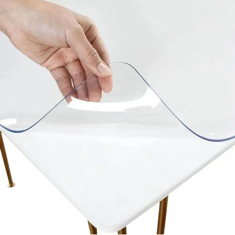

Glass Table Mat Protective Desk Table Cloth Transparent Tablecloth Reusable Oil-proof Tablecloth For Coffee Tables Dining Table