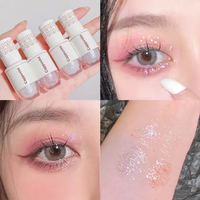 Cappuvini Liquid Eyeshadow High-Gloss Shiny Mermaid Pearl Tears Brightening Glitter Highlighter Quick Drying Eyeliner