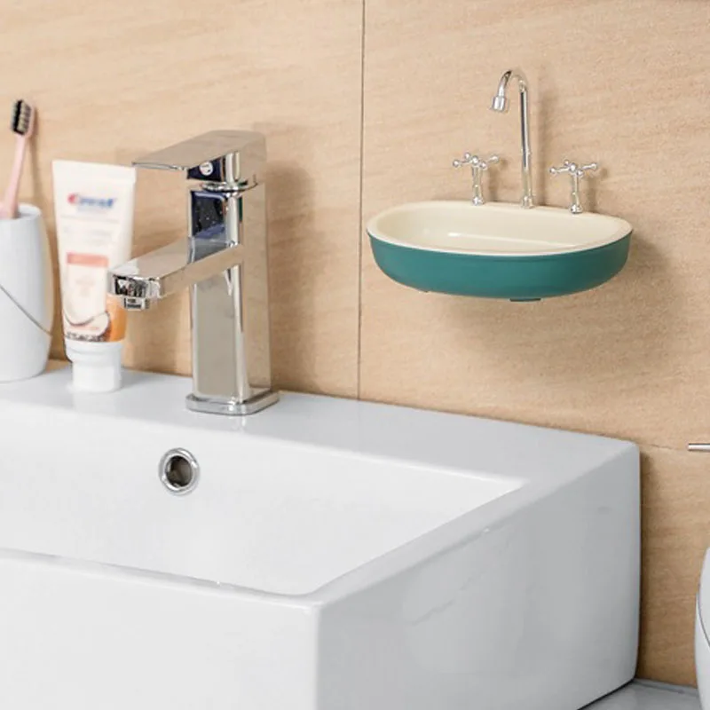 

New Creative Faucet Soap Box,Double Layer Soap Box For Toilet Sink Without Punching Adhesive Drainage