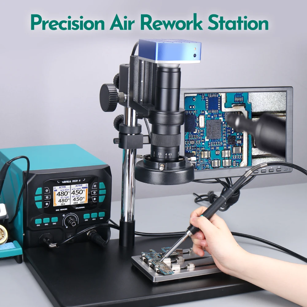 YIHUA 992D-II C210 C245 Precision Soldering Iron Station for Microscope Soldering Hot Air Gun Desoldering Rework Station
