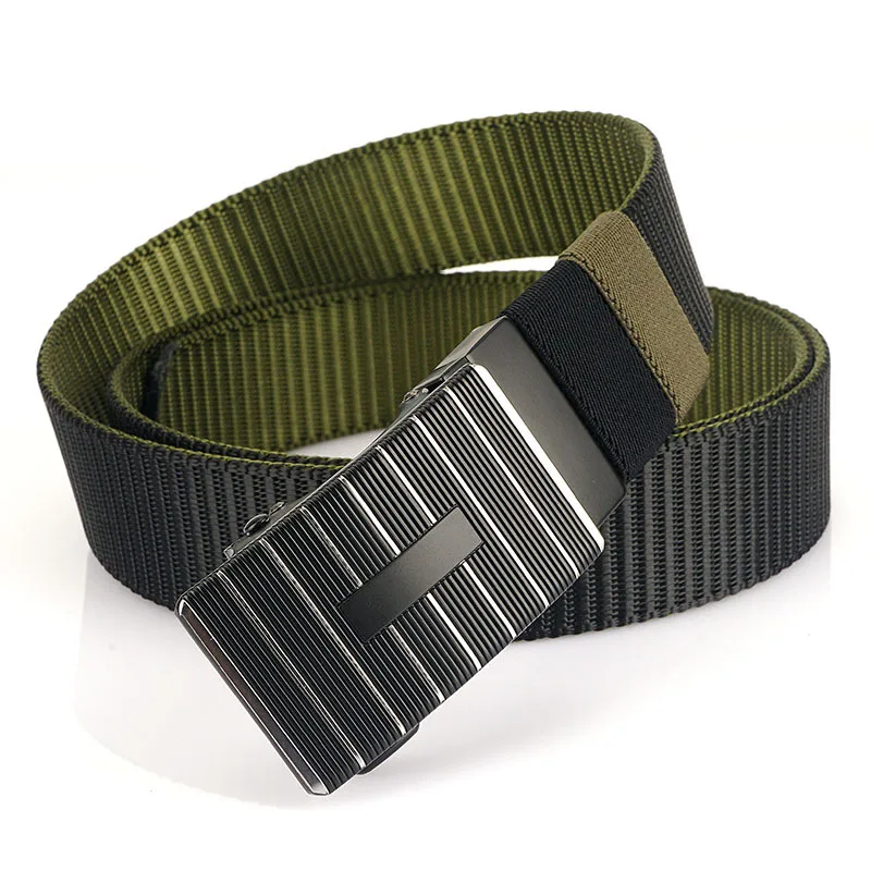 Alloy Automatic Buckle Width 3.5 CM Toothless Hole Nylon Woven Belt Men And Women Simple Versatile Thick Tank Grain Belt A2579 new tactical training men s and women s 1200d nylon belt 3 5cm toothless automatic buckle fire fighting office equipment belt