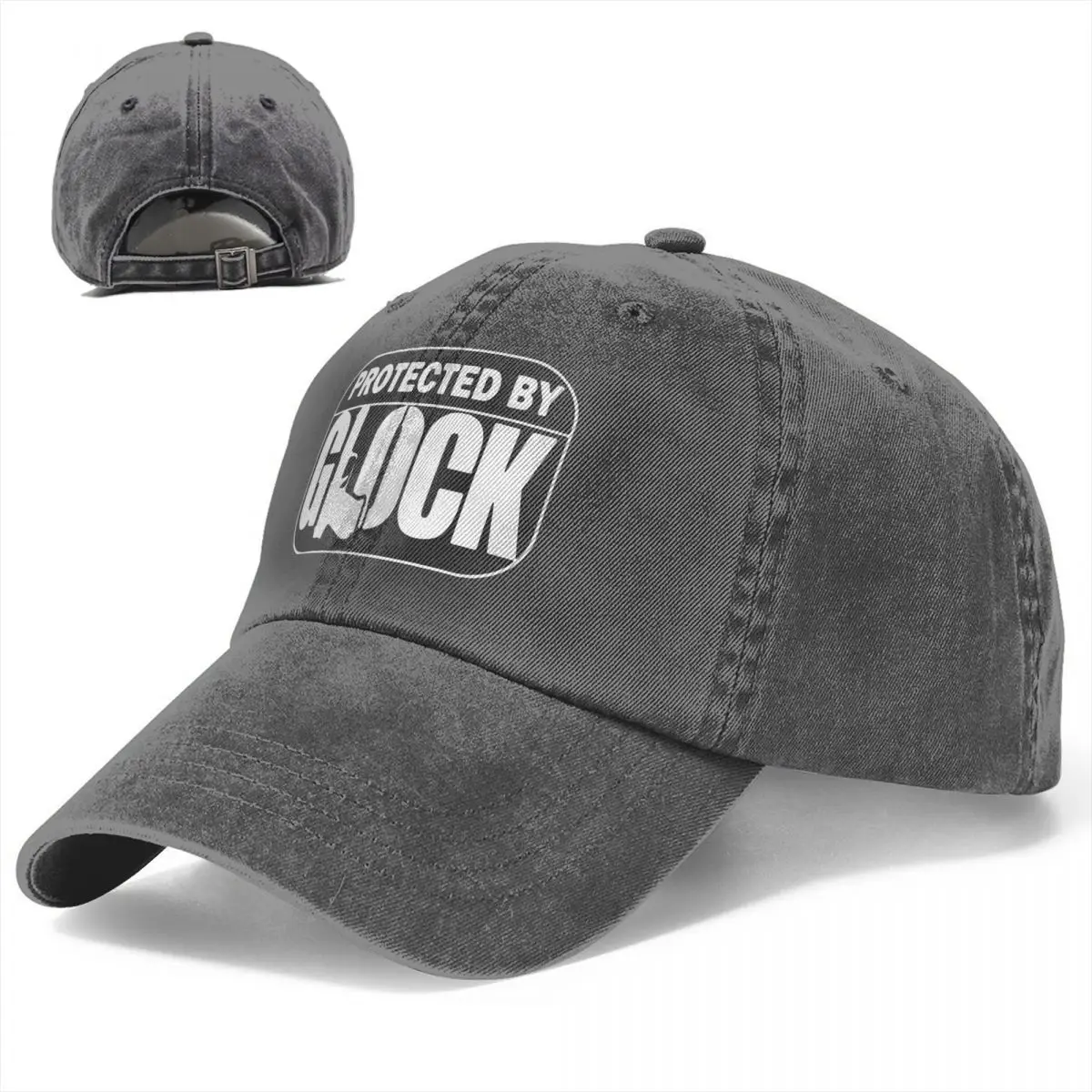 Casual Washed Denim Protected By Glock Ponytail Baseball Cap Men Hats Adjustable Tactical Pistol Cap Hats