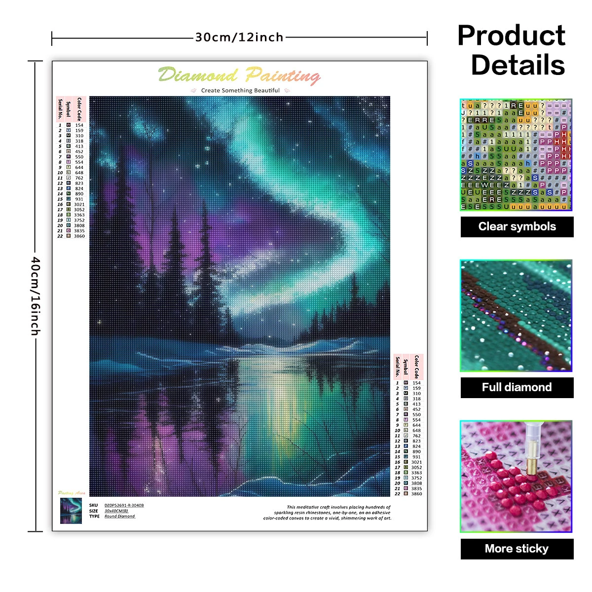 SDOYUNO 5d Diamond Art Painting Aurora Landscape Mosaic Embroidery Cross Stitch Set Full Round Rhinestone Diy Home Decoration