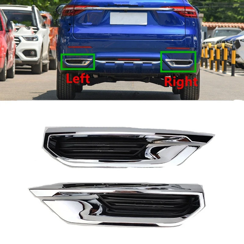 

1Pair Car Exhaust Tail Pipe Decorative Cover Assembly Rear Bumper Chrome Strip Decorative Frame ABS For Great Wall Haval F7