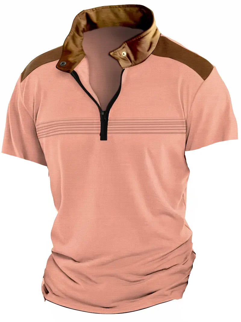 2025 Europe and the United States men's new summer fashion leisure sports zipper stripes color short-sleeved POLO shirt 12 S2aa4cd0c91d44782bd674215aba91f6cP