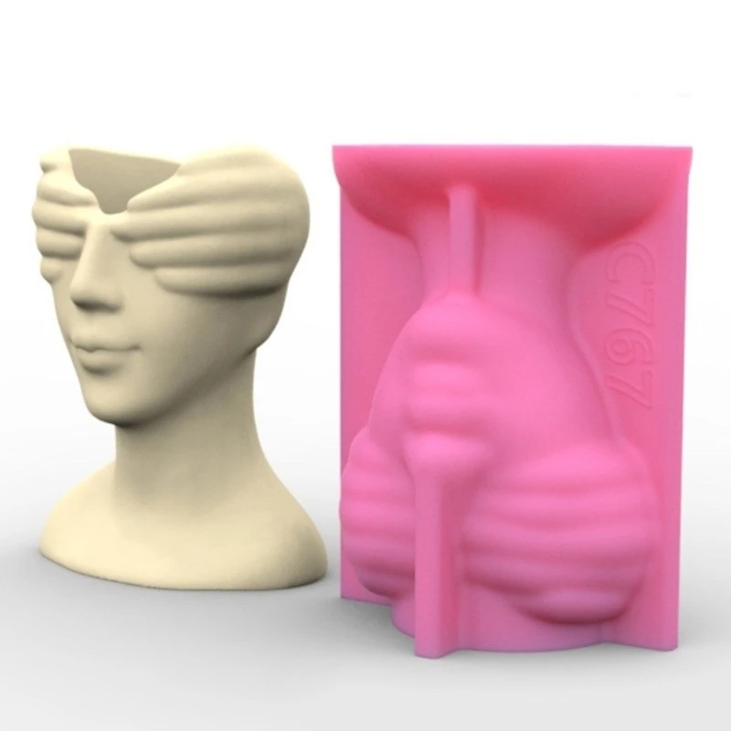 Eye Covering Girl Vase Molds Unique Flowerpots Silicone Mould for Making Planter Flower Arrangement Resin Molds Decors