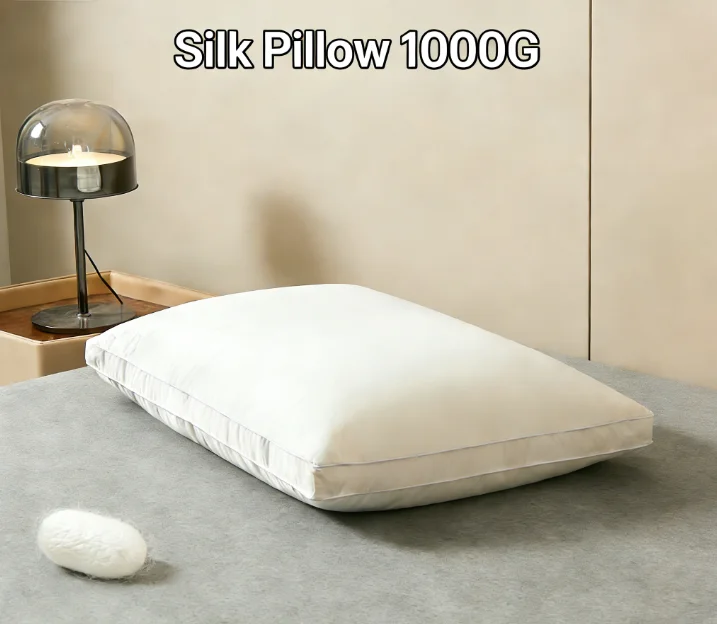 Luxury Hypoallergenic Mulberry Silk Pillow with Cotton Shell - 48x74cm Comfort Bed Pillow