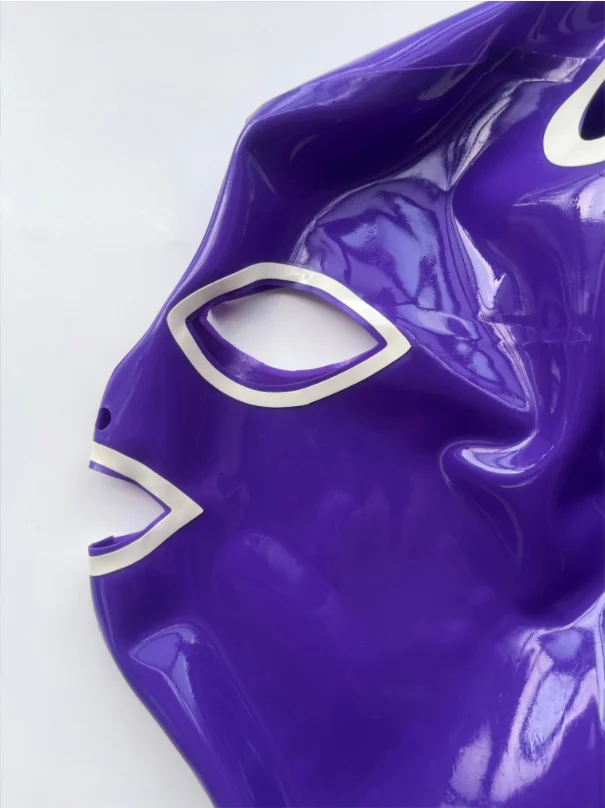 Black Sexy Latex Hood Mask Fetish Pull-through Holes Hair
