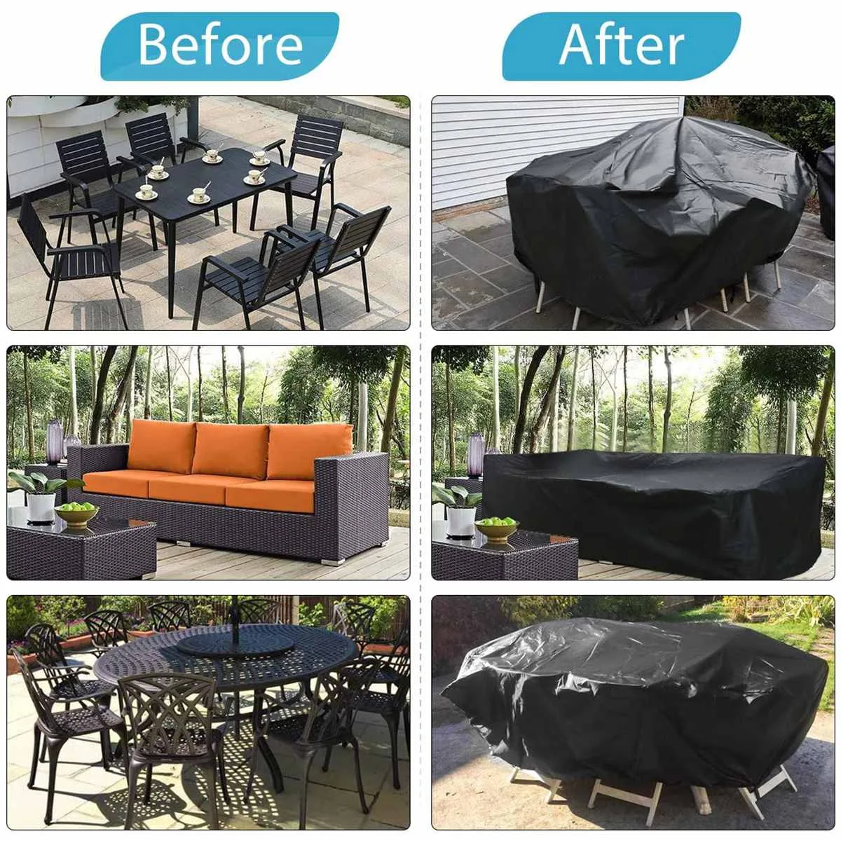 Wind-Proof Anti-UV Waterproof Outdoor Patio Furniture Covers Garden Snow Outdoor Rain Cover for Sofa Table Chair Extra Large patio furniture cover