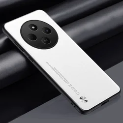 Premium Plain PU Leather Matte Silicone Protective Case with Soft Frame Cover Bumper for IQOO Z10 (White)