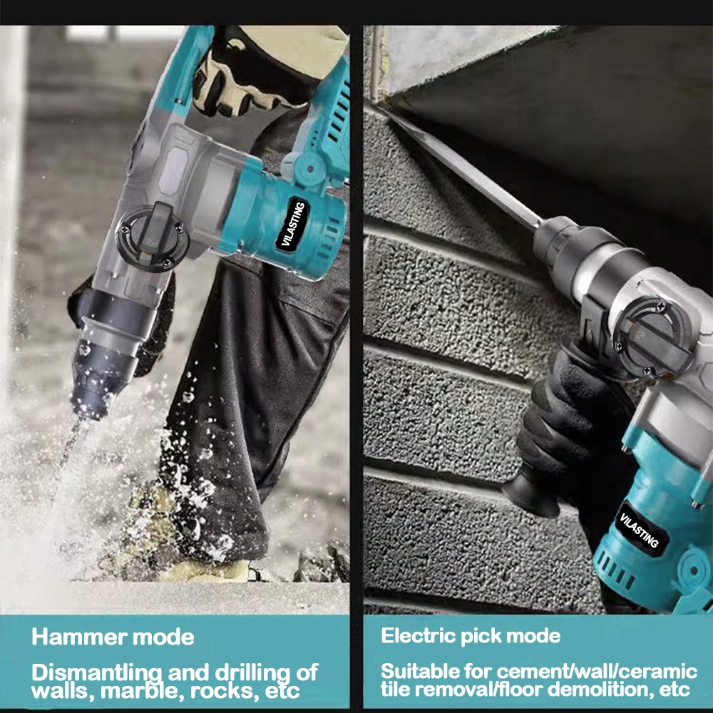 26MM Brushless Electric Heavy Duty Hammer Multifunctional Rotary Cordless Rechargeable Power Tools Fit Makita 18V Battery 4