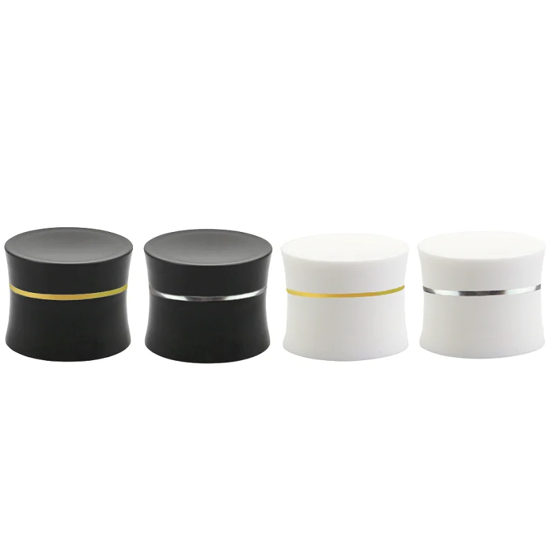 

15G New Empty Black White Plastic Cream Jar Tight Waist Cosmetic Packaging Refillable Bottle Skincare Cream Pots Container 50pcs
