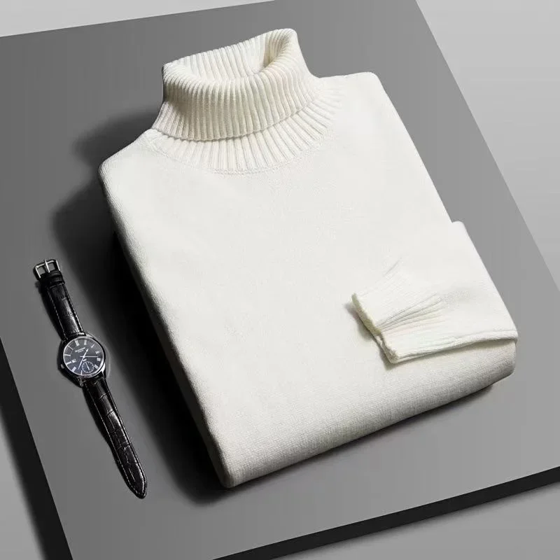 Mens Knitted Turtleneck Sweater Slim Fit Long Sleeve Anti pilling Pullover turtleneck sweater