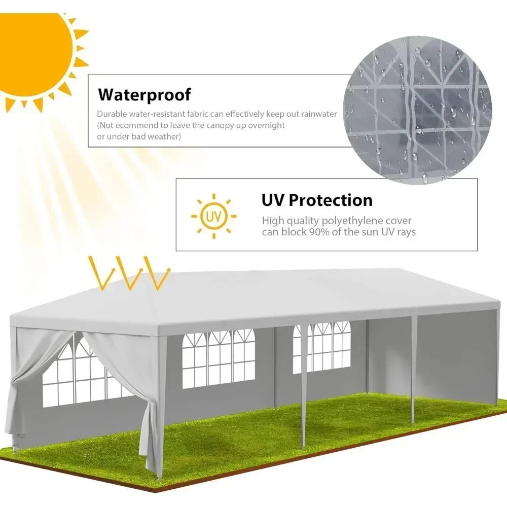 Outdoor Canopy Tent Patio Camping Gazebo Shelter 10'x30' Cater Party Wedding BBQ Removable Sidewalls Events Tent