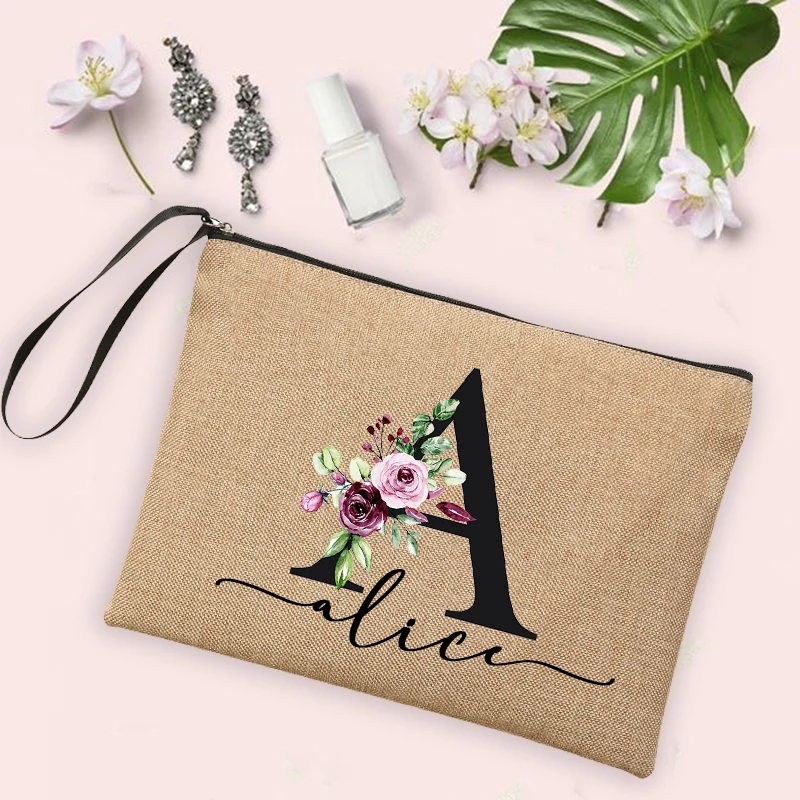 Borsa In Iuta E Tela Personalizzata Con Nome O Fiore Di Nascita | Tote Bag Portatile Per Donna | Regalo Unico Per Compleanno, Amiche, Damigelle