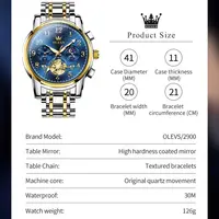 OLEVS-Montre-bracelet à quartz en acier inoxydable pour homme, chronographe, étanche, phase de lune, modules Shoous Fashion, nouveau, 2900 6