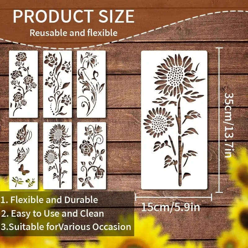 Garden Fence Large Flower Stencils Diy Decoration Painted Stickers Template Creative Diy Peony Layered Spray Painting Template