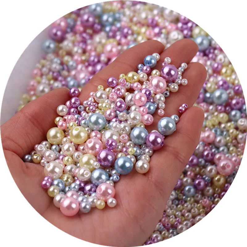 150Pcs/Pack Mix Size 3/4/5/6/8mm Beads With Hole Colorful Pearls Round  Acrylic Imitation Pearl DIY For Jewelry Making Craft