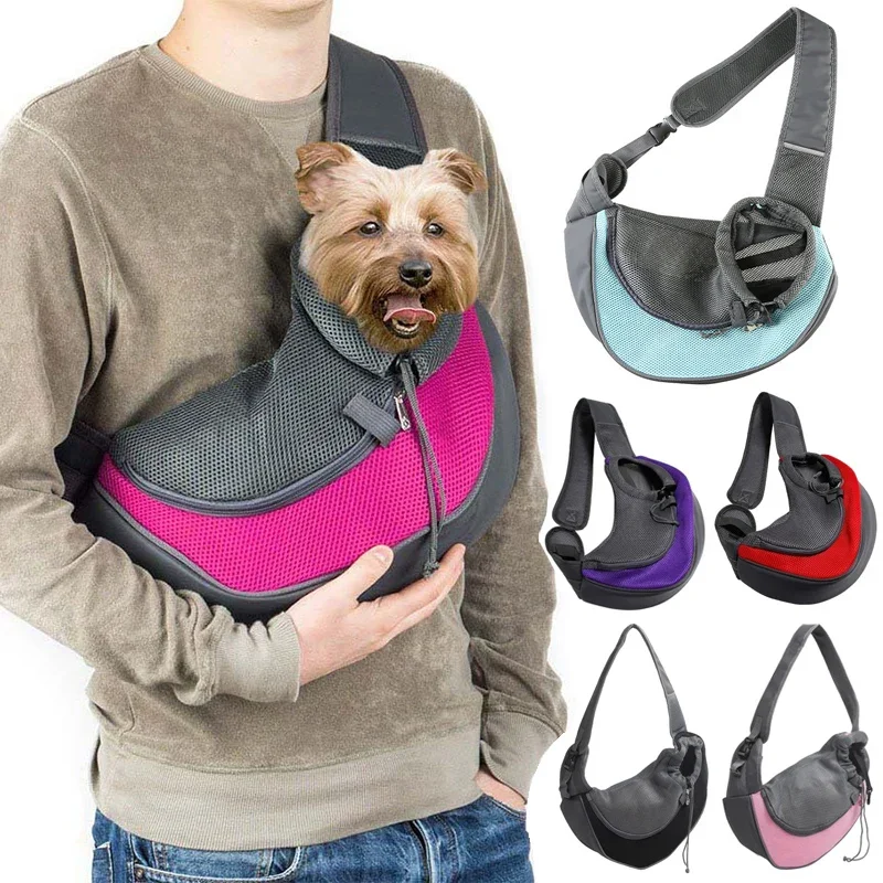 Dog Bag Pet Puppy Carrier S/L Outdoor Travel Shoulder Bag Mesh Oxford Tote for Yorkie Chihuahua