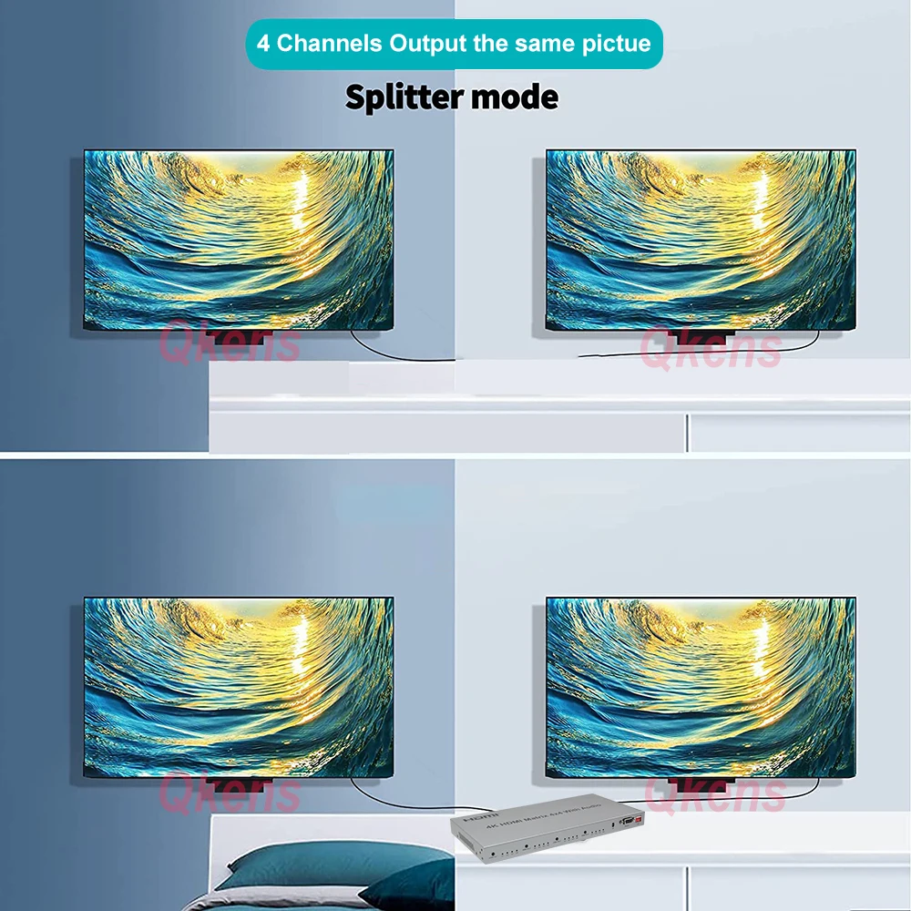 4K HDMI Ʈ 4x4 4  4 ƿ 1080p 60hz Ʈ Ʈ ġ й, ,  RS232 EDID, Ʈ PC-TV 