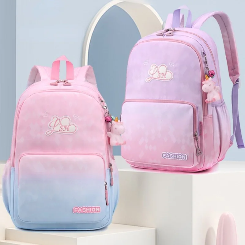 Children Students Sweet Gradient Fashion Backpacks 2022 New Girls Princess Lightweight Comfortable Schoolbags Large Capacity Hot