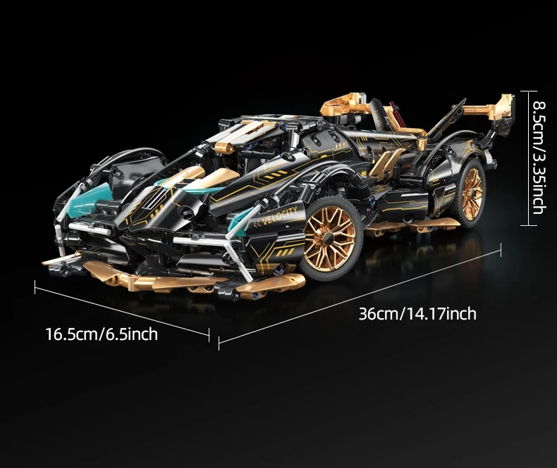 1:14 Scale Super Racing Car Building Blocks, DIY Sports Vehicle Model Kit Constr