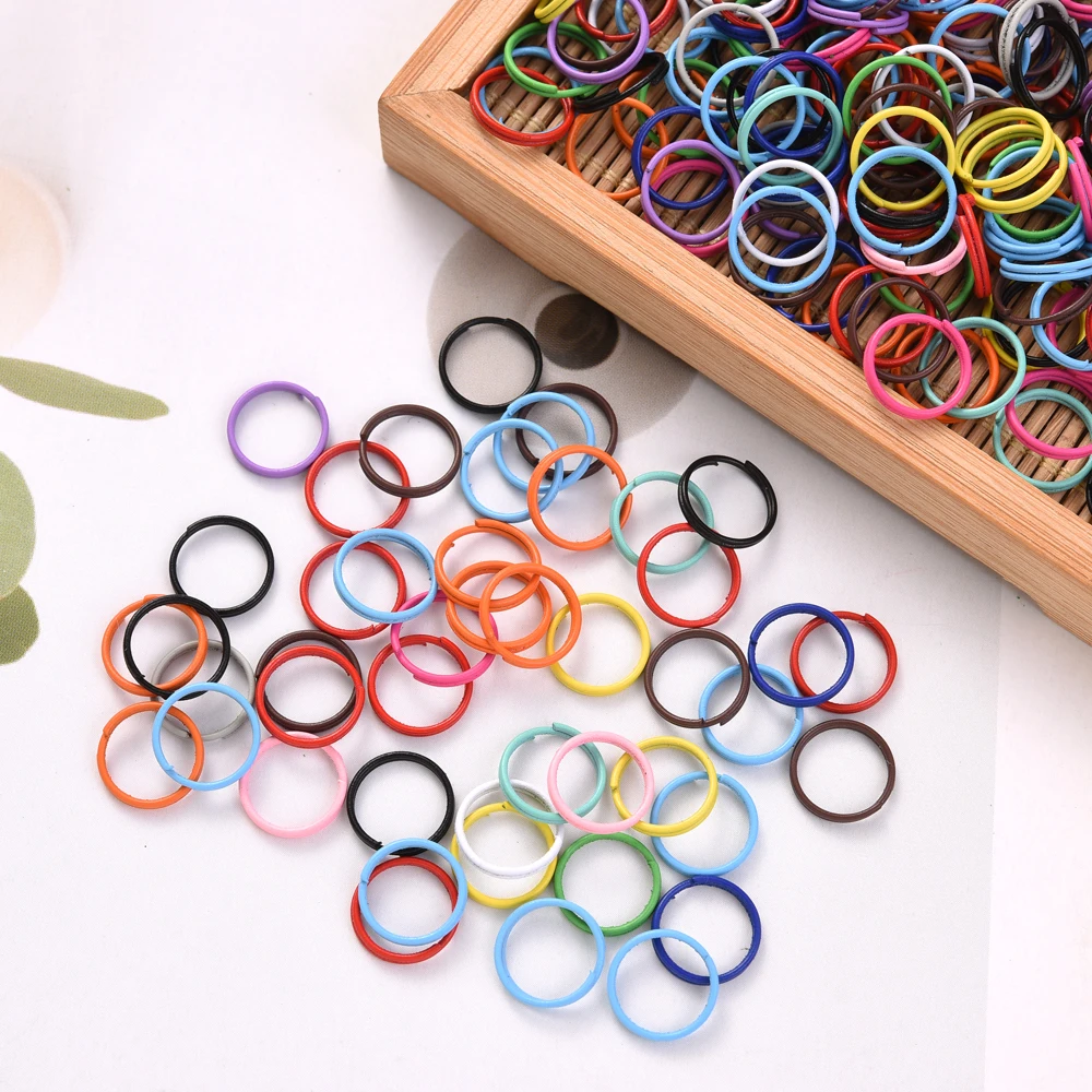 100pcs Colorful Painted Iron Rings for DIY Accessories and Keychains