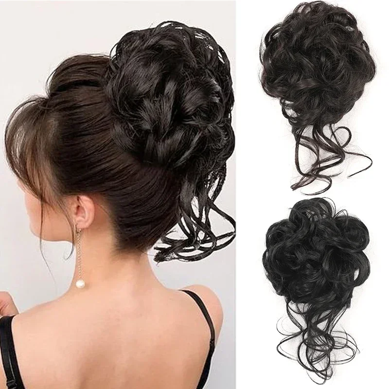 

Messy Curly Hair Bun Extension Elastic Scrunchy Hairpiece for Women Natual Synthetic Curls Chignon Fake Hair Buns Heat Resistant
