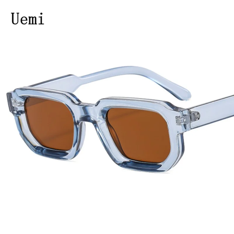 Fashion Blue Retro Luxury Designer Sunglasses with Clear Lens and UV400 Protection