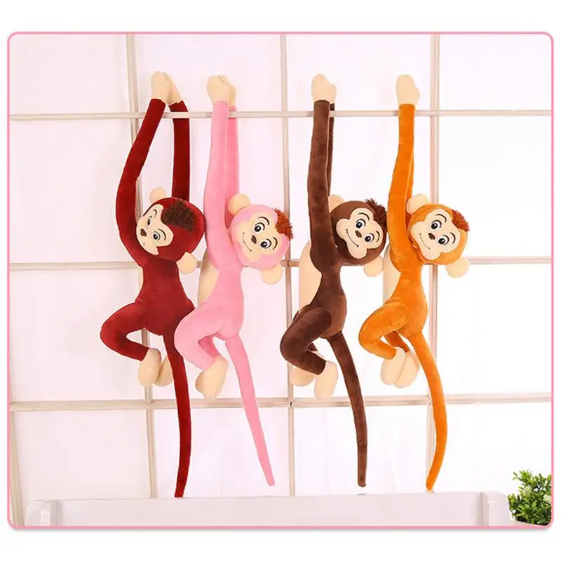 65CM Cute 4 Colors Kawaii Long Arm Tail Monkey Stuffed Doll Plush Toys Curtains Baby Sleeping Appease Animal Doll Birthday Gifts 2023 autumn and winter new luxury design scarf women 180 65cm keep warm double side imitated cashmere shawl soft long scarf lady