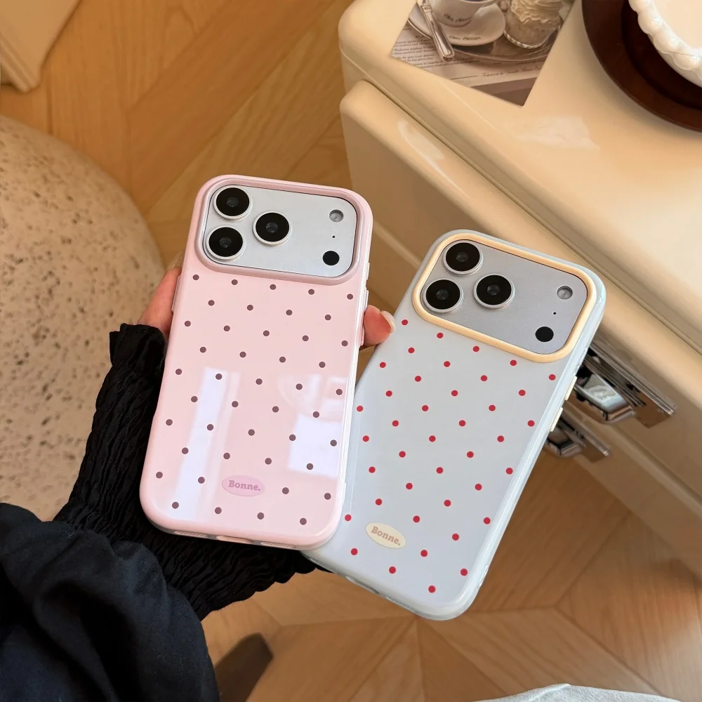 Polka Dot Ultra Slim Shockproof Phone Case with Colorful Wave Design