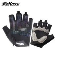 KoKossi Sports Gloves Outdoor Cycling Half Finger Anti Slip Shockproof Driving Fitness Colorful Reflective Riding Gloves Unisex 1