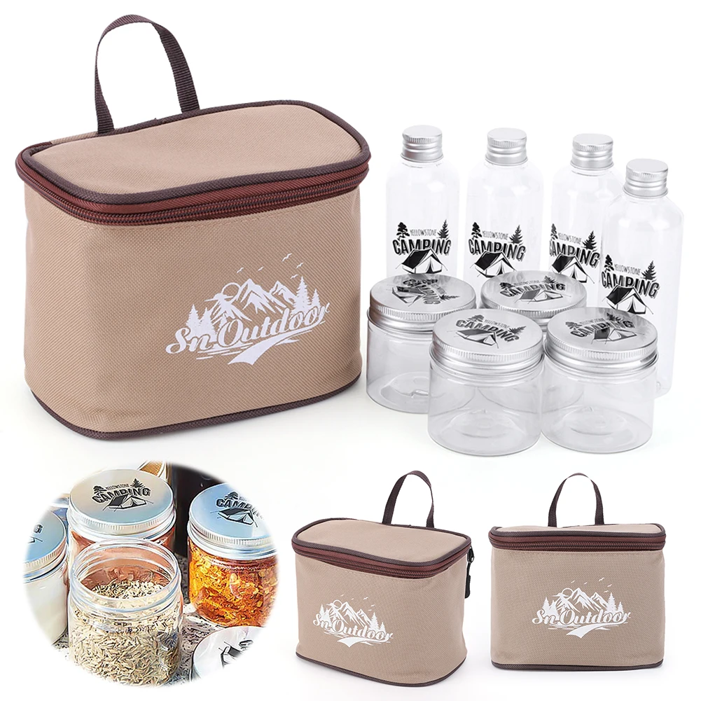 Camping Seasoning Bottle Set Spice Containers Camping Seasoning Dispenser Set Outdoor BBQ 8Pcs with Storage Bag