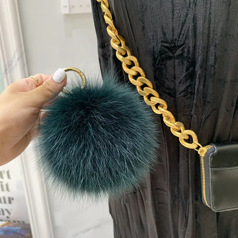 2025 푹신한 리얼 폭스 모피 볼 Poms 여성을위한 키 체인 럭셔리 Pompom 열쇠 고리 액세서리 가방 장식 Emo 악세사리 쥬얼리 선물