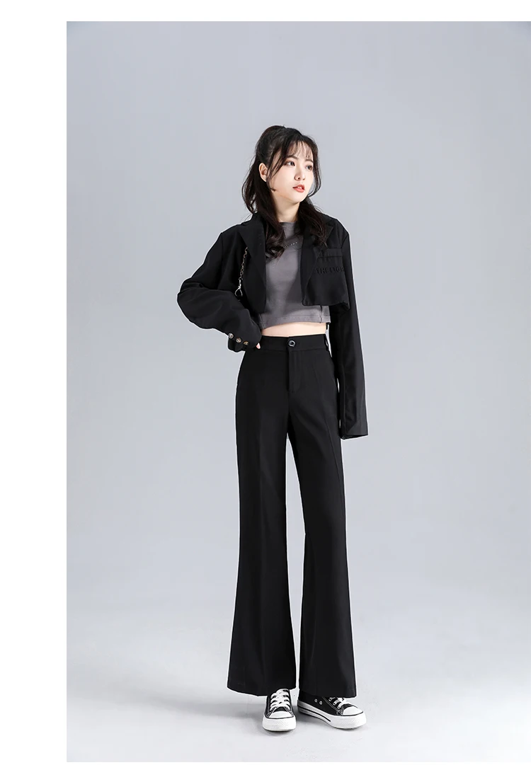 grey sweatpants Fashion Spring 2022 Women's Pants Split Drap Straight Trousers High Waist Office Suit Pants Elegant Female Casual Clothing white capris