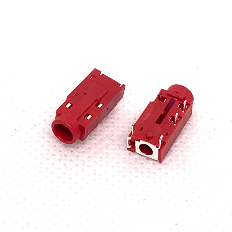 

100PCS 3.5mm Audio Jack Red PJ-3501-5P Horizontal 5Pin Plug-in DIP Base Single Column Headphone Connector A set of Switches