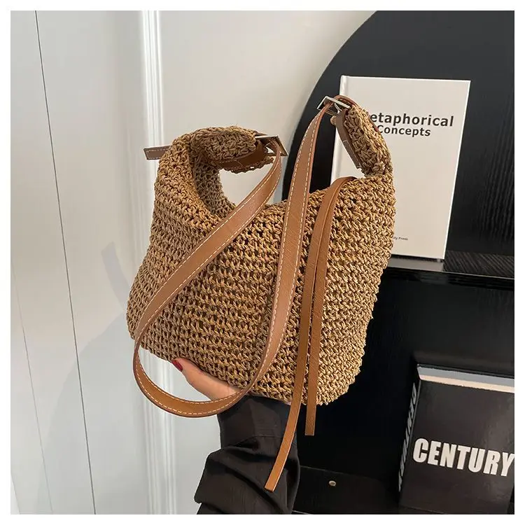 2023 New Fashion Straw Woven Bag Retro Handwoven Tote Women's Bag Casual Simple Versatile Large Capacity Shoulder Bag For Women
