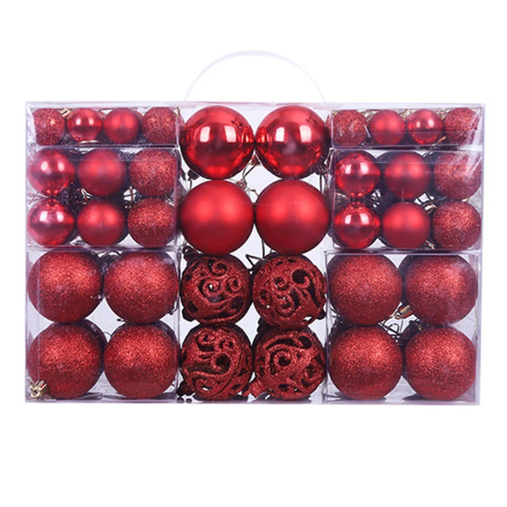 

100 Pieces Assorted Christmas Ornaments Shatterproof Christmas Tree Balls Hanging Baubles Set for Xmas Tree Decor ( Red )